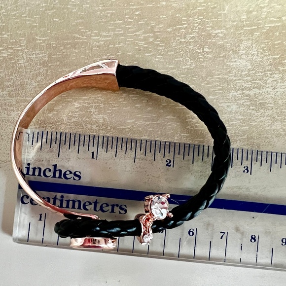 Snap Charm Leather Rose Gold Plated Bracelet Includes Snap Shown - Picture 3 of 5